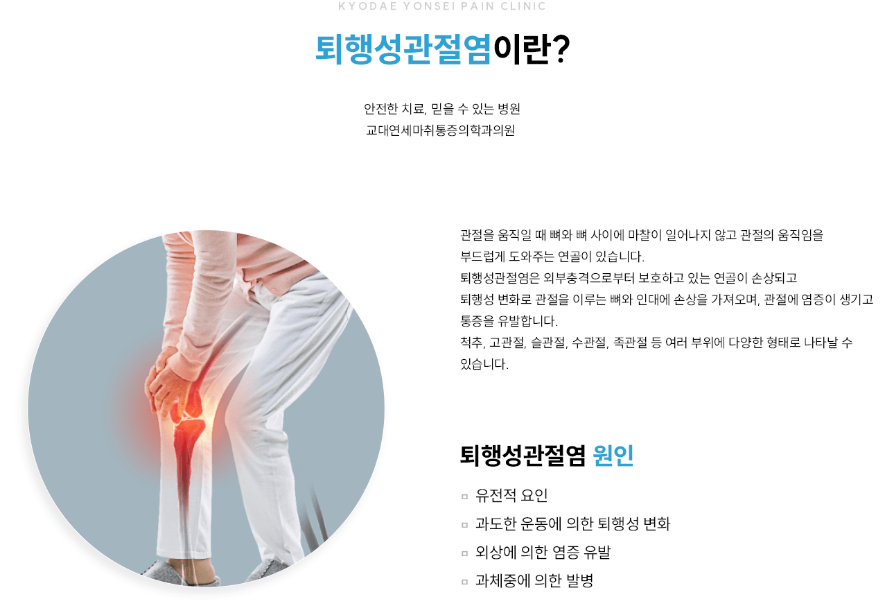 무릎 관련 증상과 치료를 설명하는 그림